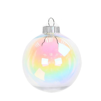 4 Pack 4" Iridescent Clear DIY Plastic Ball Ornaments by Make Market®