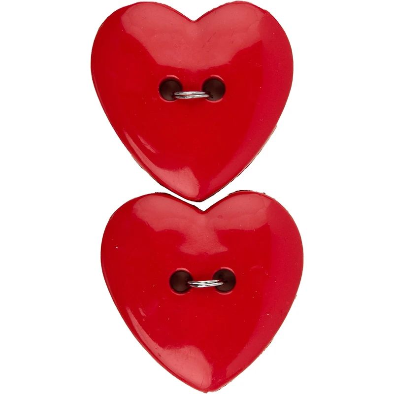 Flair Originals 1 1/4" Red Heart 2-Hole Buttons, 2ct.