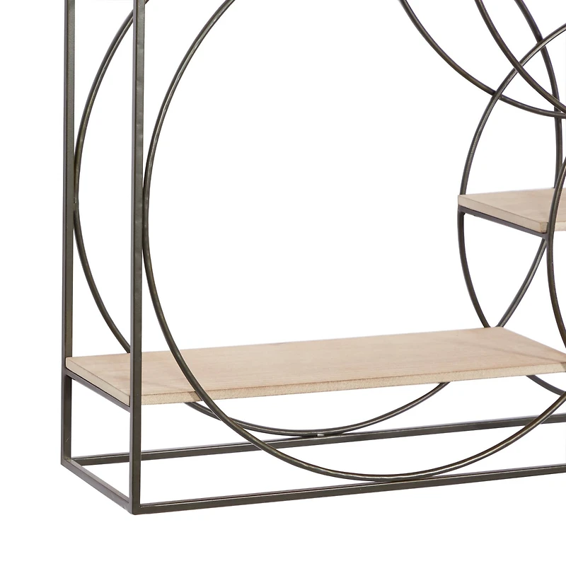 Gray Metal Contemporary Wall Shelf, 32" x 32" x 7"