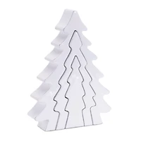 8.5" White Wood Pine Tree Nesting Display Set