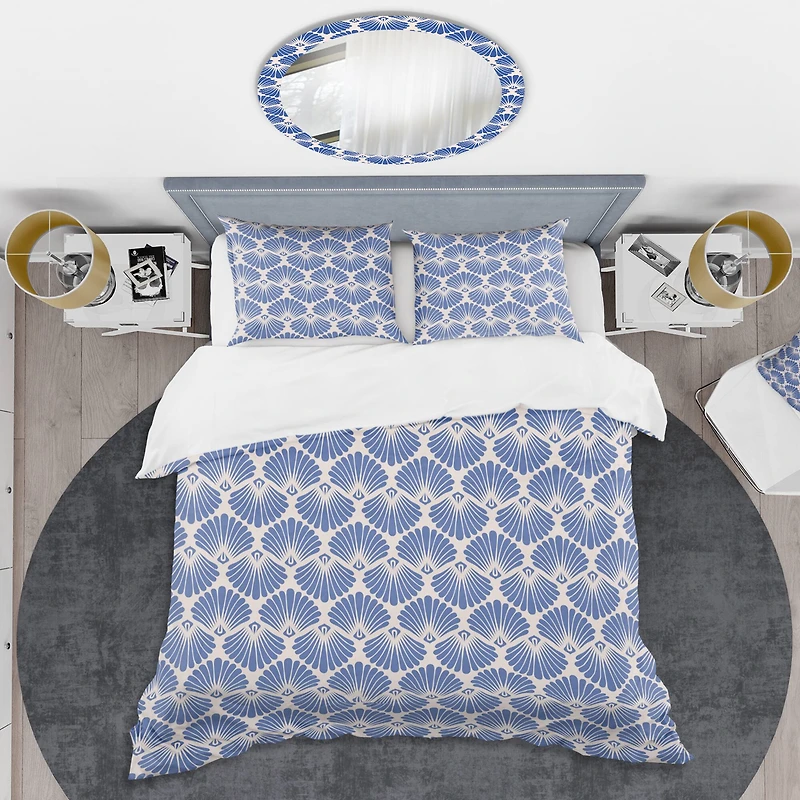 Designart 'Retro Blue Waves' Mid-Century Duvet Cover Set