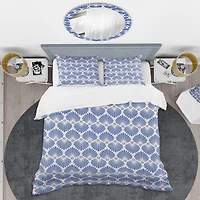 Designart 'Retro Blue Waves' Mid-Century Duvet Cover Set