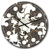 Designart 'Retro Indian Floral Batik I Mid-Century Modern Wall Clock