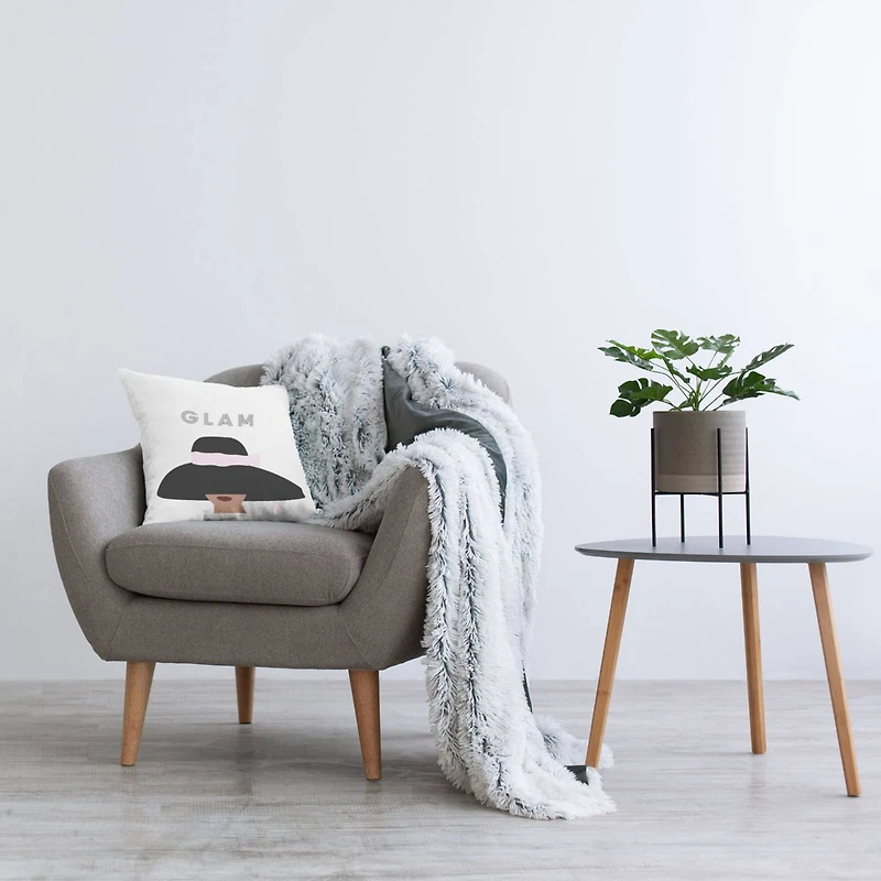 Stupell Industries Glam Text Fashionista Female Bold Sun Hat Throw Pillow 18" x 18"