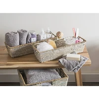 DII® 16" Metallic Silver Trapezoid Seagrass Bins, 2ct.