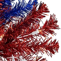 6ft. Pre-Lit Americana Tinsel Artificial Christmas Tree, Clear Lights