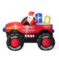 Glitzhome® 7ft. LED Lighted Santa Claus Pickup Truck Inflatable Décor