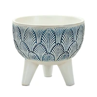Decorative Leaf Print Pot Set with Legs