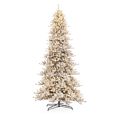 11ft. Pre-Lit Flocked Fir Artificial Christmas Tree, Warm White Lights