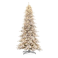 11ft. Pre-Lit Flocked Fir Artificial Christmas Tree, Warm White Lights