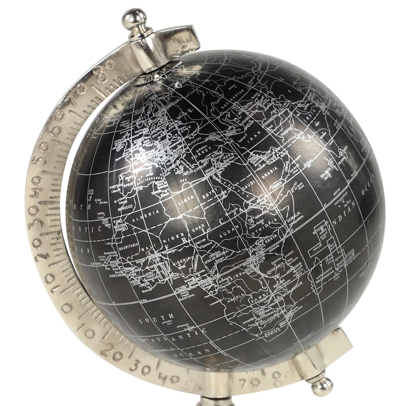 12" Rustic Black Globe with Silver Aluminum Stand