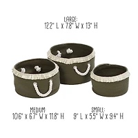 Honey Can Do Olive Nesting Cotton Rope Baskets with Fringe Set