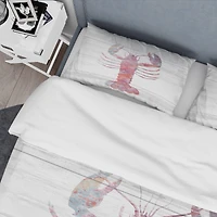 Designart 'Pink lobster Ocean Life' Coastal Bedding Set