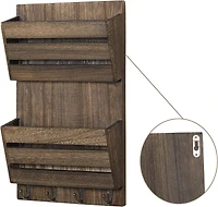 NEX™ Rustic Brown Mail and Key Holder with 4 Hooks