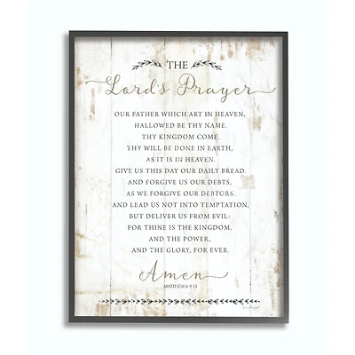 Stupell Industries The Lords Prayer Our Father Rustic Distressed White Wood Look Framed Wall Art