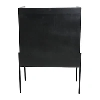 Hello Honey® 3ft. Black Bar Cabinet with Natural Woven Cane Details