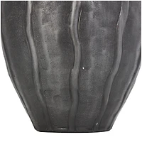 13" Black Metal Snakeskin Inspired Vase with Dimensional Wavy Accents