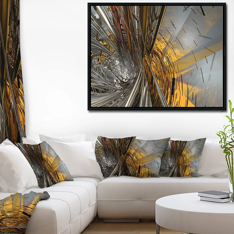 Designart - Fractal Yellow Connected Stripes