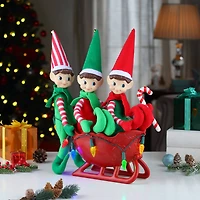 18" Santa's Elves Illuminated Sleigh Tabletop Accent