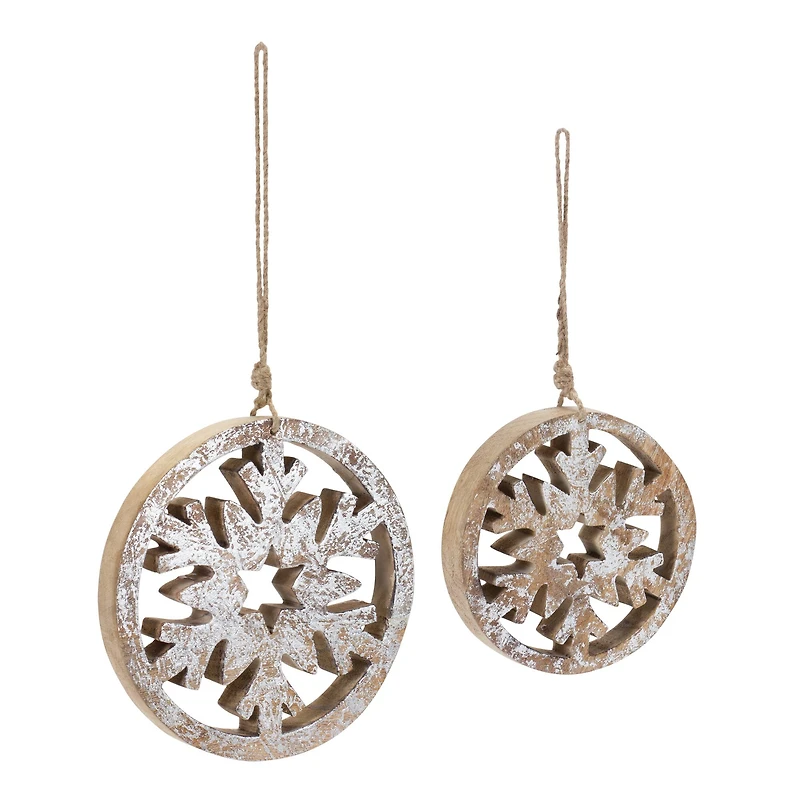 Cut Out Snowflake Wood Ornament Set