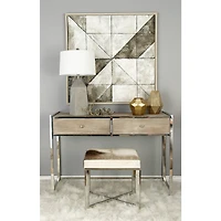 20" Gray & White Stainless Steel Contemporary Stool