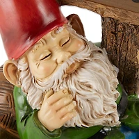 Welcome Gnome Solar Statue 8" x 5" x 7.5