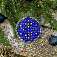 Wonderland Crafts Blue & Silver Ball Ornament Bead Embroidery on Plastic Kit