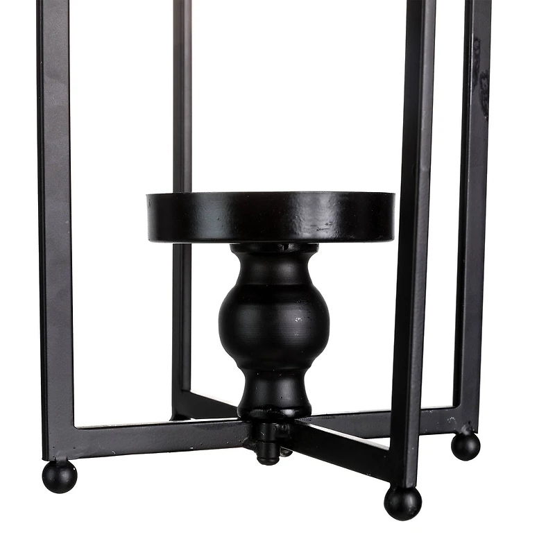 Modern Farmhouse Black Metal Candle Lantern Set, 22" & 16.5"