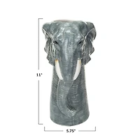 Hello Honey® 11" Gray & White Hand-Painted Decorative Stoneware Elephant Vase
