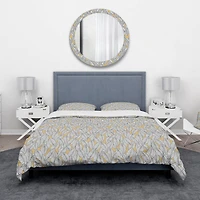 Designart 'Abstract Monochromic Pattern with Contour Leaves' Modern & Contemporary Bedding Set