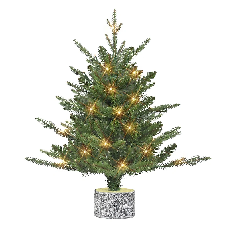 2ft. Pre-Lit Artificial Christmas Tree in Stump Planter, Warm White LED Lights
