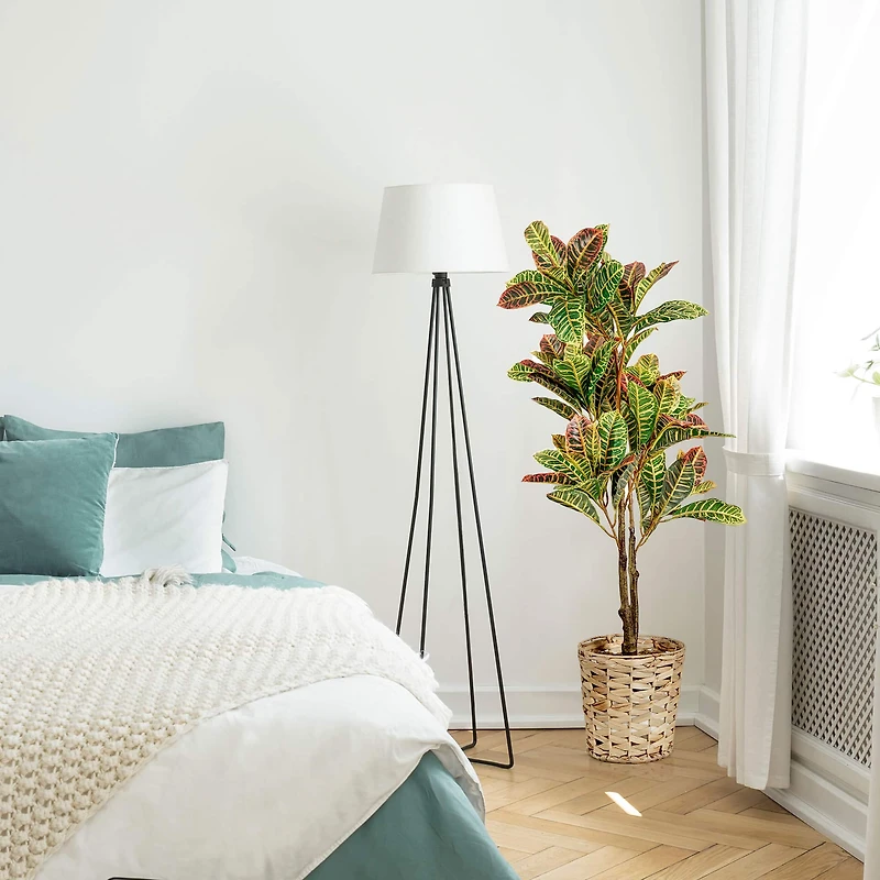 American Art Decor 4ft. Croton Tree in Water Hyacinth Woven Basket