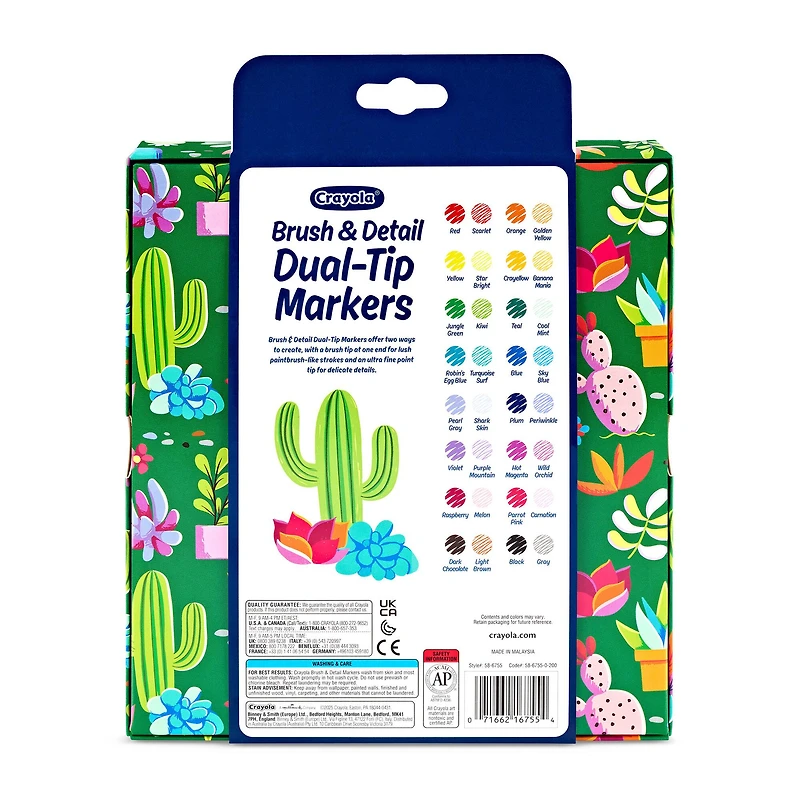 Crayola® Brush & Detail Dual-Tip Markers, Pack of 16