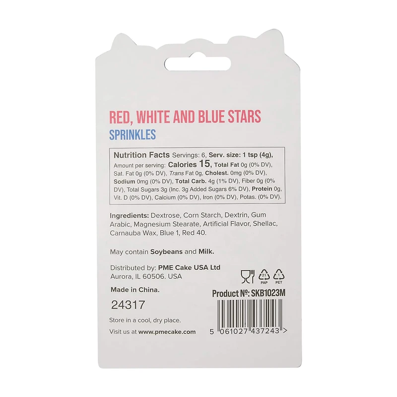 PME Cake Sweet Street® Red, White & Blue Stars Sprinkles