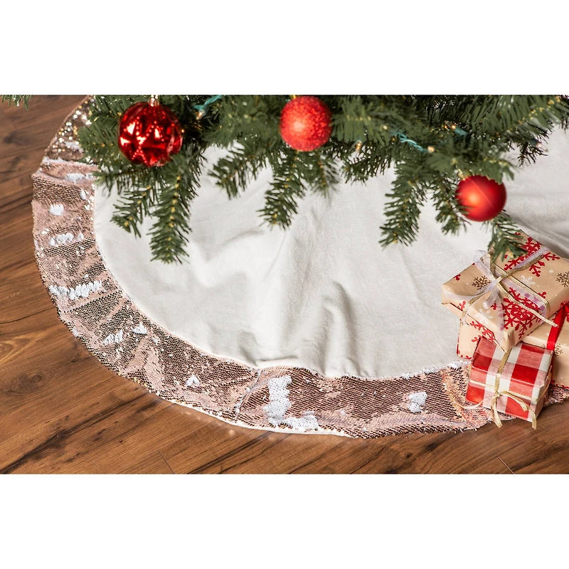 DII® Cream Sequin Velvet Holiday Tree Skirt