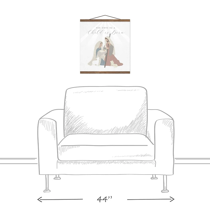 Nativity Child 16x16 Teak Hanging Canvas