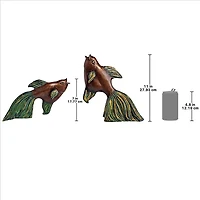 Design Toscano Asian Dancing Betta Fish Spitting Cast Bronze Pond Statue Set