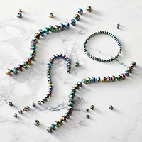 Black Aurora Borealis Faceted Glass Rondelle Bead Strings by Bead Landing™