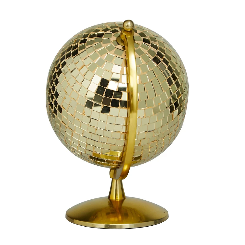 The Novogratz Gold Stainless Steel Glam Globe, 9" x 8" x 12"