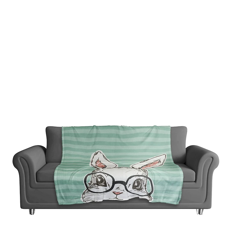 Bunny With Glasses 50" x 60" Sherpa Fleece Blanket