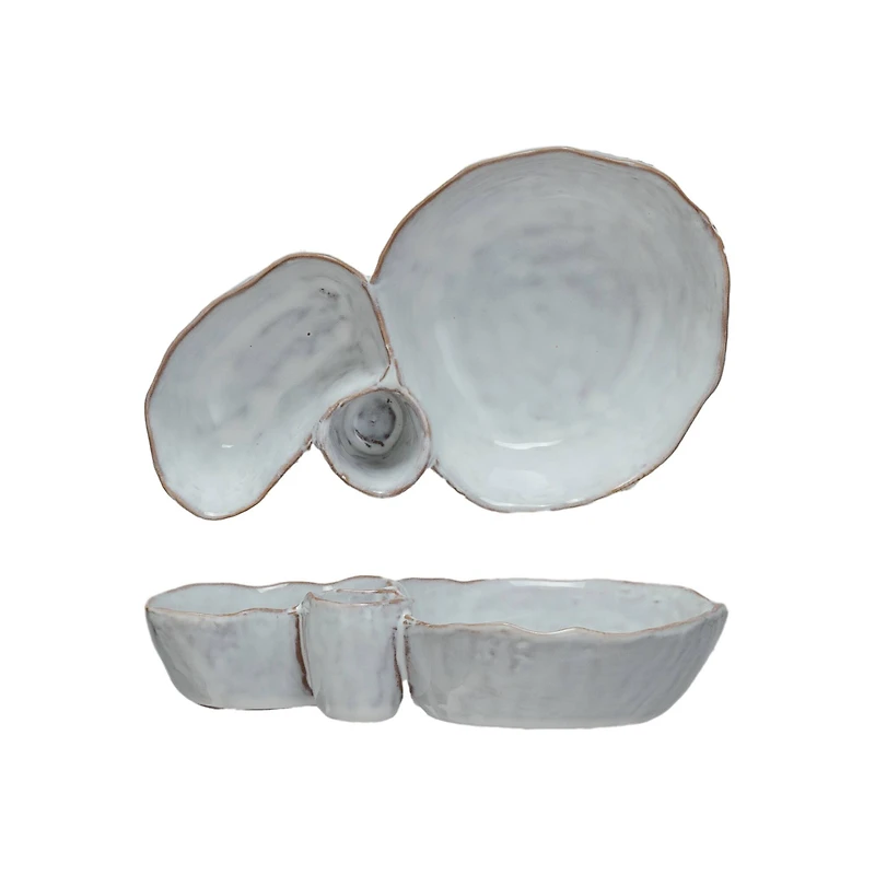 Hello Honey® 8" White Tri-Section Stoneware Dish