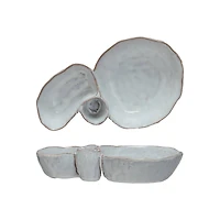 Hello Honey® 8" White Tri-Section Stoneware Dish