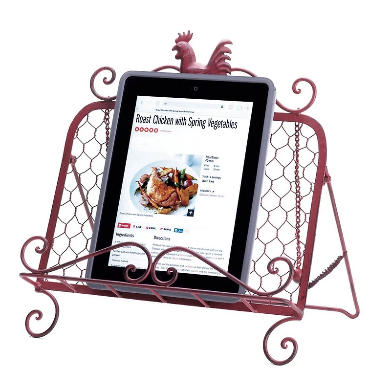 13.5" Red Rooster Cookbook Stand
