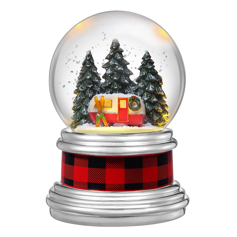 Haute Decor 6" Animated Christmas Camper in Woods Snowglobe