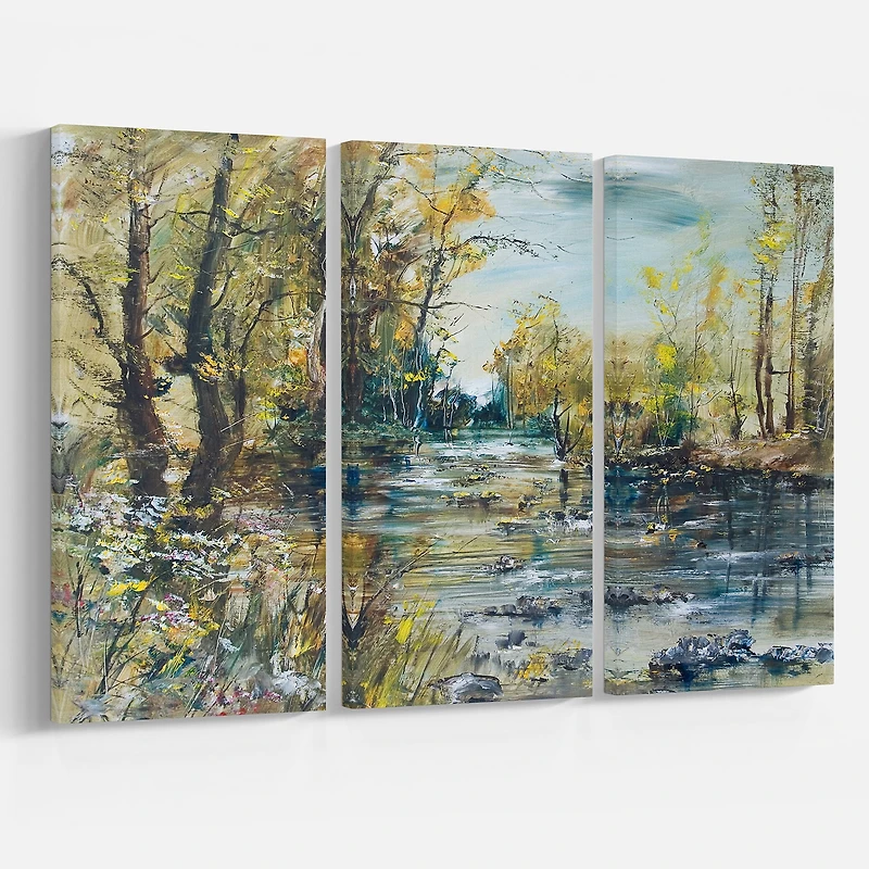 Designart - Rocky River in the Forest