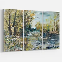 Designart - Rocky River in the Forest