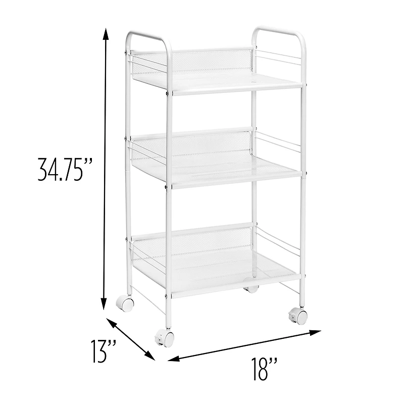 Honey Can Do White 3-Tier Mesh Rolling Cart