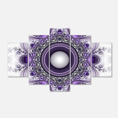 Designart - Purple Fractal Pattern with Circles - Contemporary Canvas Art Print
