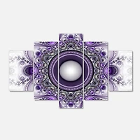 Designart - Purple Fractal Pattern with Circles - Contemporary Canvas Art Print