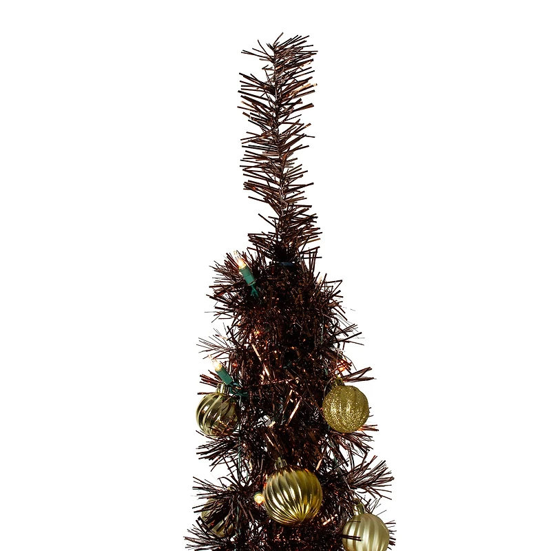 6ft. Pre-Lit Brown Pre-Decorated Pop-Up Artificial Christmas Tree